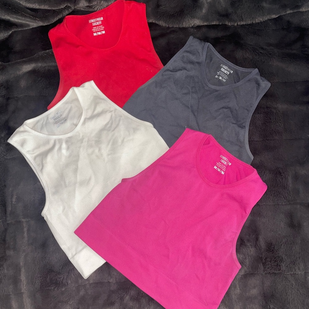 Sleeveless Women's Tops - Red, Gray, White, Pink